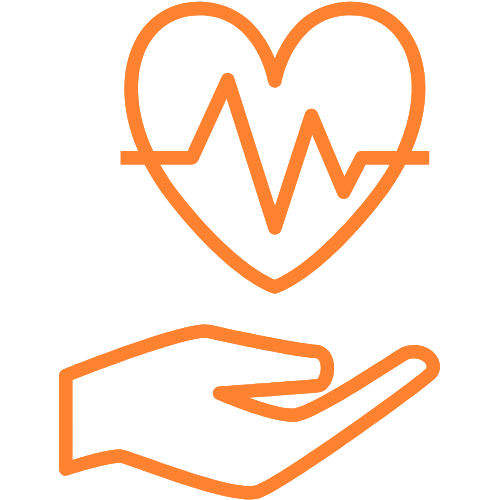 Icon open hand holding a beating heart