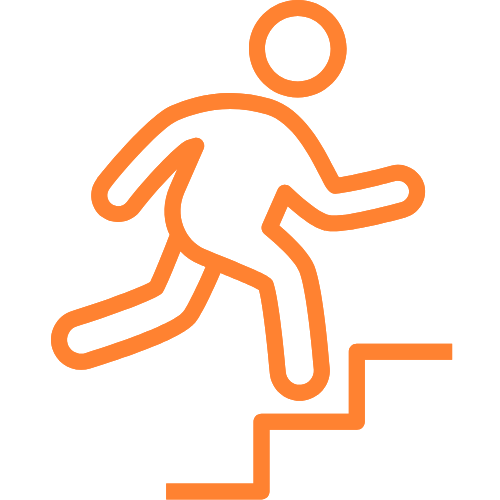 Icon person running up stairs