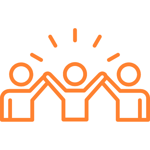 Icon three people raising their arms